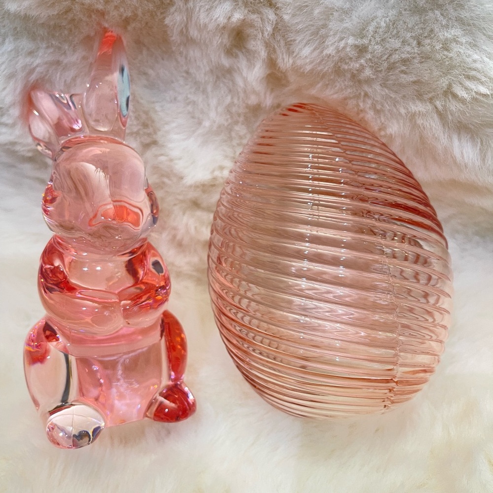 Pink Easter Decor Set: Threshold Spun Glass Egg & Spritz Acrylic Bunny